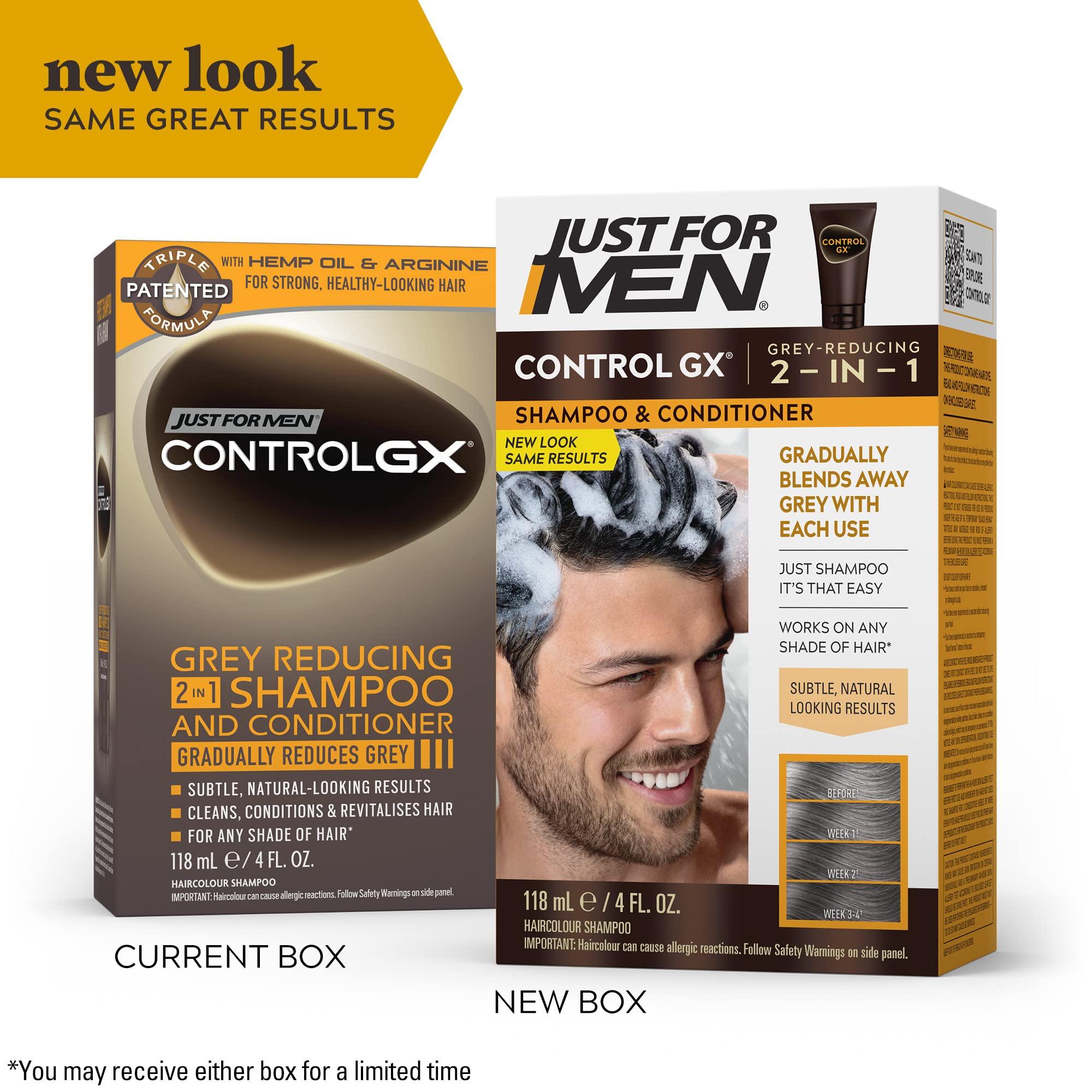 Just for Men Just for Men Control GX Grey Reducing Shampoo, Gradual Hair Color for Stronger and Healthier Hair & Control GX Grey Reducing 2-in-1 Shampoo and Conditioner, Gradual Hair Color