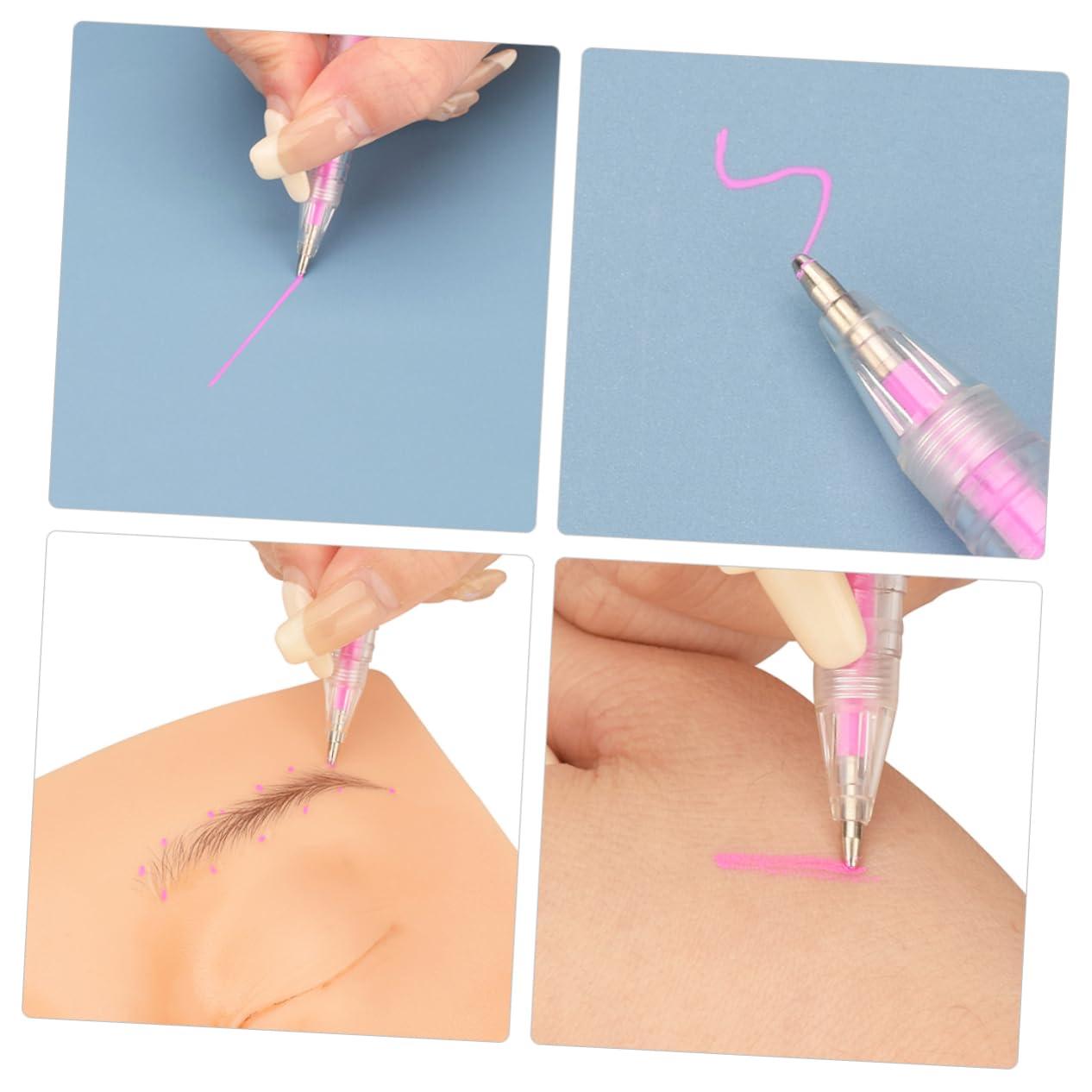 MOLUCKFU MOLUCKFU 1mm Fine Tip Brow Pen for Microblading Body Tattooing Smooth Marking 1pc Pink Eyebrow Positioning Marker