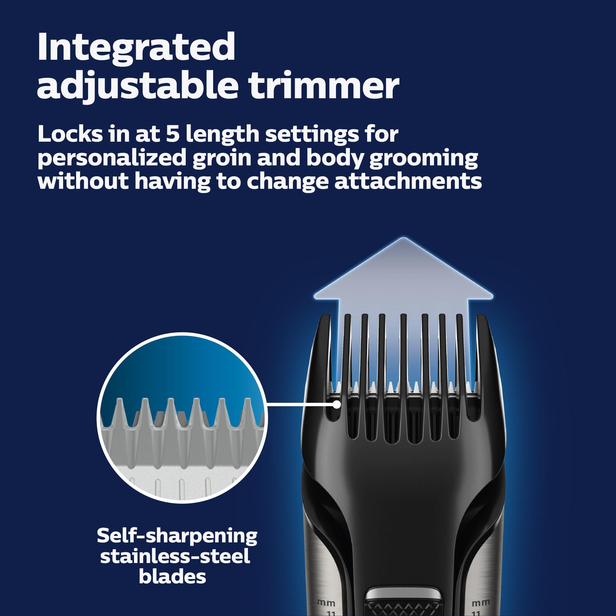 Philips Norelco Philips Norelco Bodygroom Series 7000 Showerproof Body & Manscaping Trimmer & Shaver with case and replacement head for above and below The belt, BG7040/42