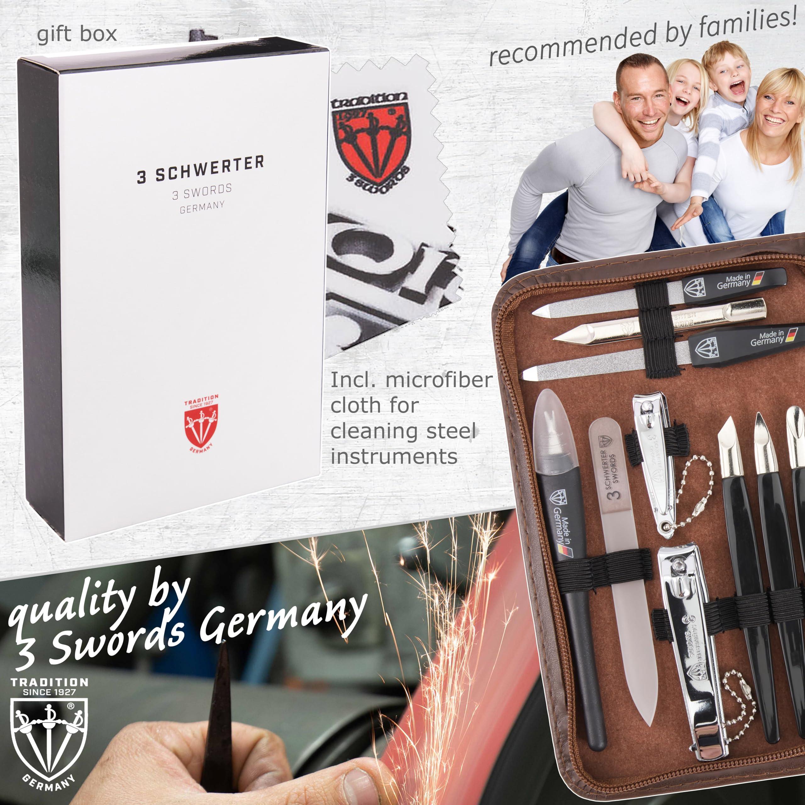 3 Swords Germany 3 Swords Germany - brand quality 16 piece manicure pedicure grooming kit set for professional finger & toe nail care scissors clipper synthetic leather case, Made in Germany