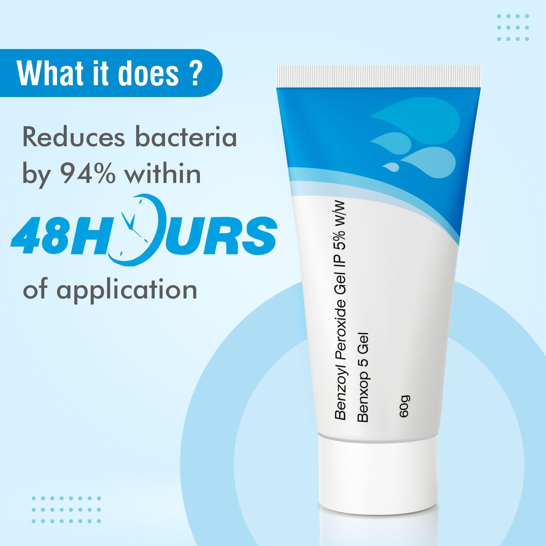 SALVE PHARMACEUTICALS PVT. LTD. Salve Benxop Benzoyl Peroxide 5% Gel for pimples, acne - 60 gm / 2.11 Oz