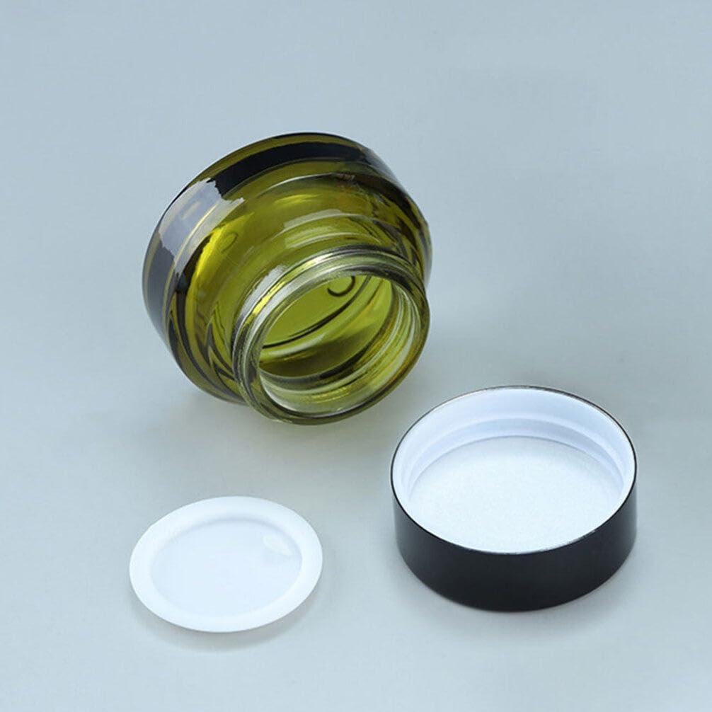Baluue Baluue Glass Cosmetic Cream Jars, 3pcs Empty Refillable Green Cosmetic Containers Sample Pot with Lids for Lotion, Lip Balm, Eye Cream 50g Portable Makeup Travel Bottles