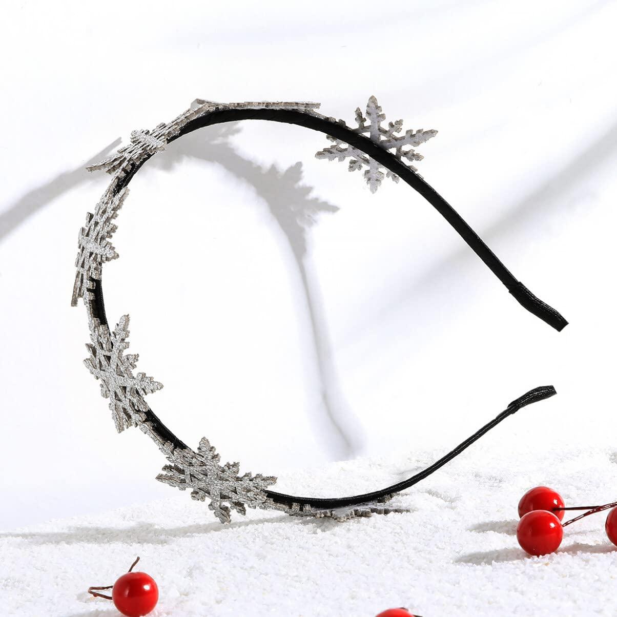 Lurrose Christmas Headbands for Women Snowflake Hairband Snowflake Tiara Hair Hoop Headpiece Accessories Holiday Party Favors Gifts