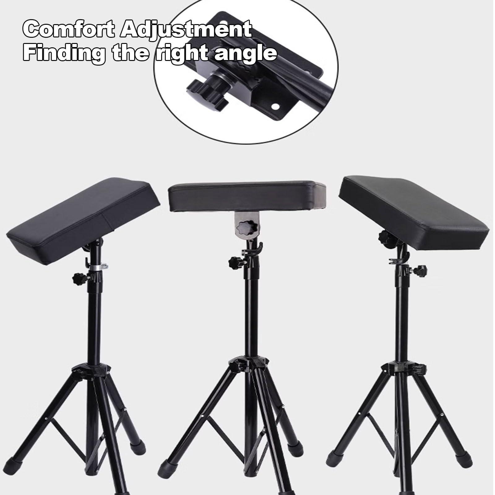 Generic Tattoo Arm Rest Stand Wheels Stainless Steel and Leather Tattoo Hand Holder, Adjustable Tattoo Armrests, with Soft Sponge Pad Portable Tattoo Studio Equipment