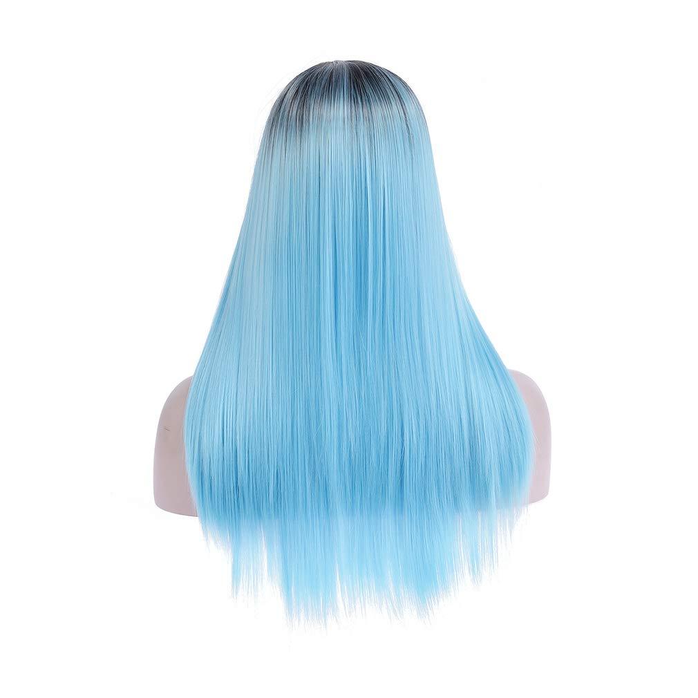 BERON BERON Black to Blue Wigs Straight Long Wig for Women 24'' Wigs Middle Part Cosplay Wig Halloween Party or Daily Use Wig Cap Included