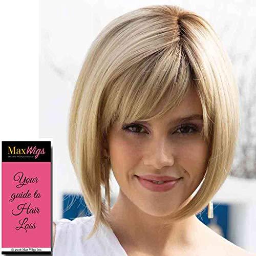 Rene of Paris & Maxwigs Scorpio Partial Monofilament Wig Color Illumina-R - Noriko Wigs 6.25" Chin Length Bob Straight Wispy Bangs Lace Front Synthetic Hair Avg Cap Orchid Sexy Short Fringe Bundle MaxWigs Hairloss Booklet