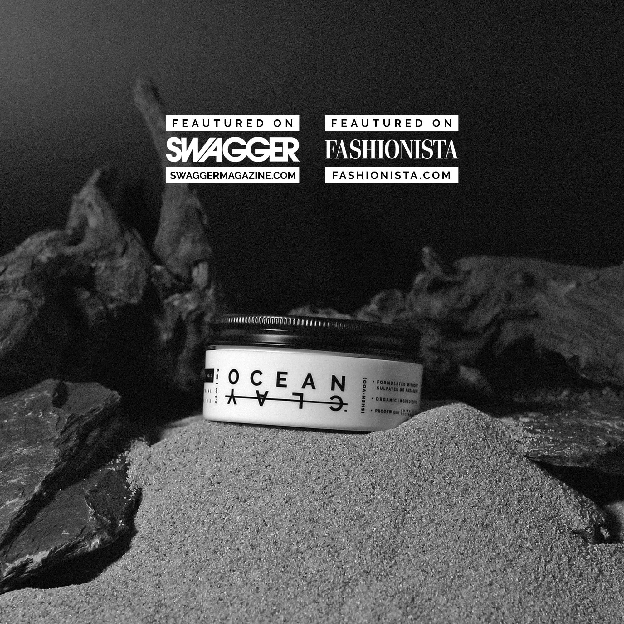 (SHEHVOO) (SHEHVOO) Ocean Clay - Premium Mens Hair Styling Clay - Firm Hold + Natural Shine - Sulfate & Paraben Free (2.4 oz)