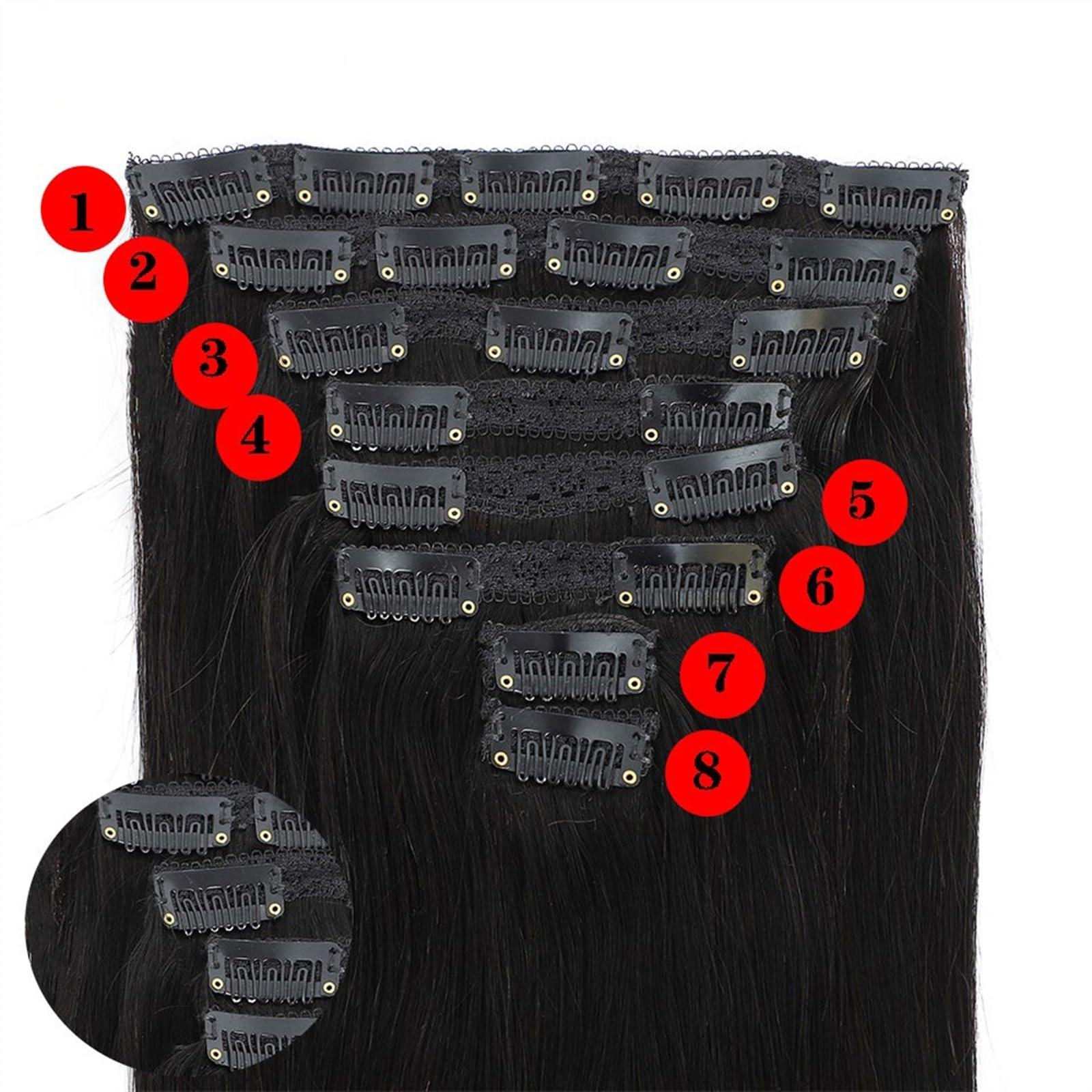 ZHFytsh-0668 Hair Extensions Straight Clip in Hair Extensions Real Human Hair Clip ins Hair Extensions for Women 8pcs Clip on Hair Extensions 8pcs/120g Brazilian Remy Natural Black Human Hair Hair Pieces(12inches