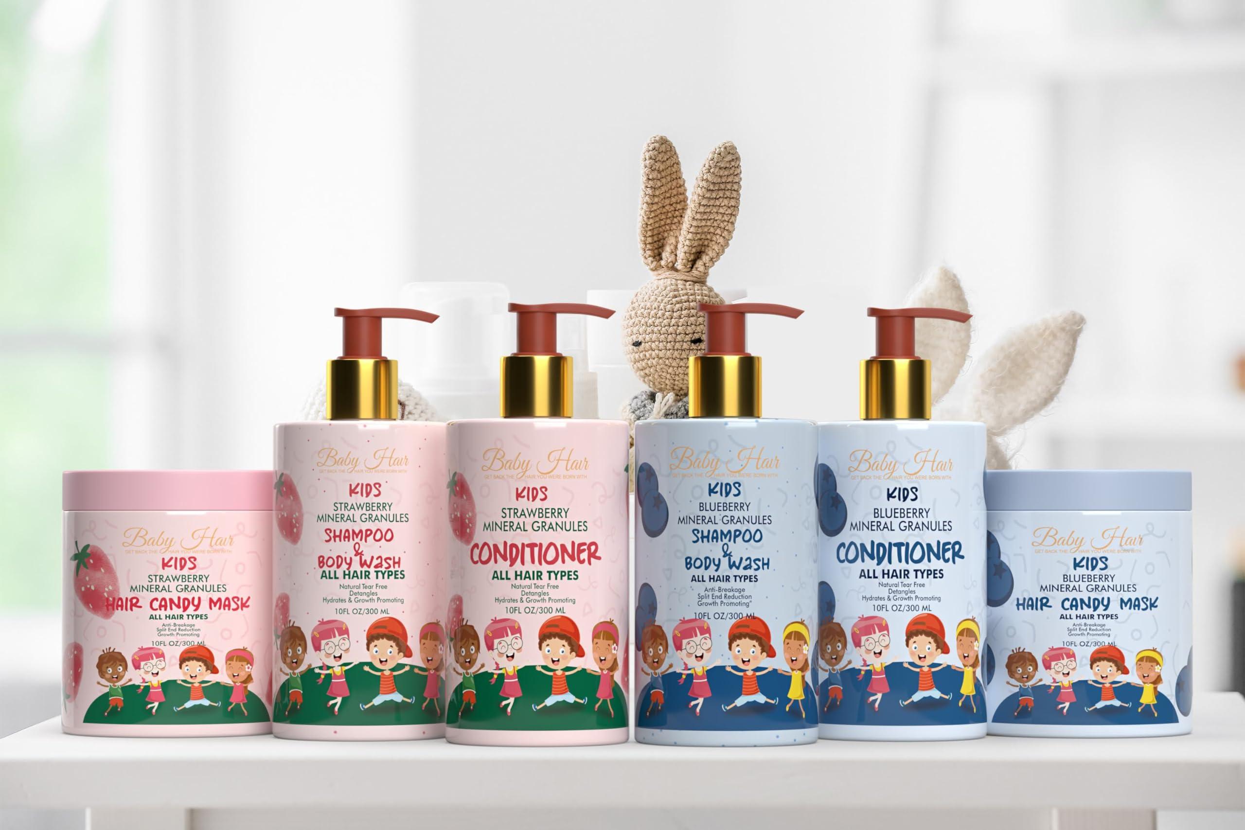 BABY HAIR Baby Hair - Strawberry Mineral Kids Hair Conditioner, Sulfate-Free Toddler Hair Conditioner, Hair Conditioner for Kids with Strawberry Oil, Camellia Oil, and Biotin, 10 fl.oz