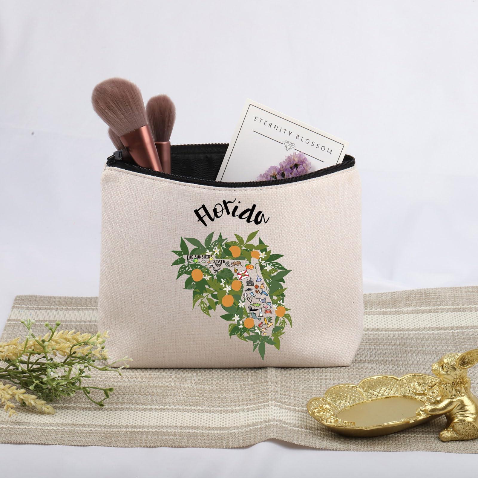 JNIAP JNIAP Florida vacation Gift Florida Themed Cosmetic Bag Florida State Map Gift (Florida Bag)