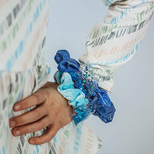 FROG SAC FROG SAC 6 PCS Shaky Glitter Unicorn Hair Scrunchies for Girls, Glitter Fabric Scrunchies Pack with Unicorn Charms, Cute VSCO Kids Hair Accessories for Girls, Unicorn Hair Stuff Party Favors