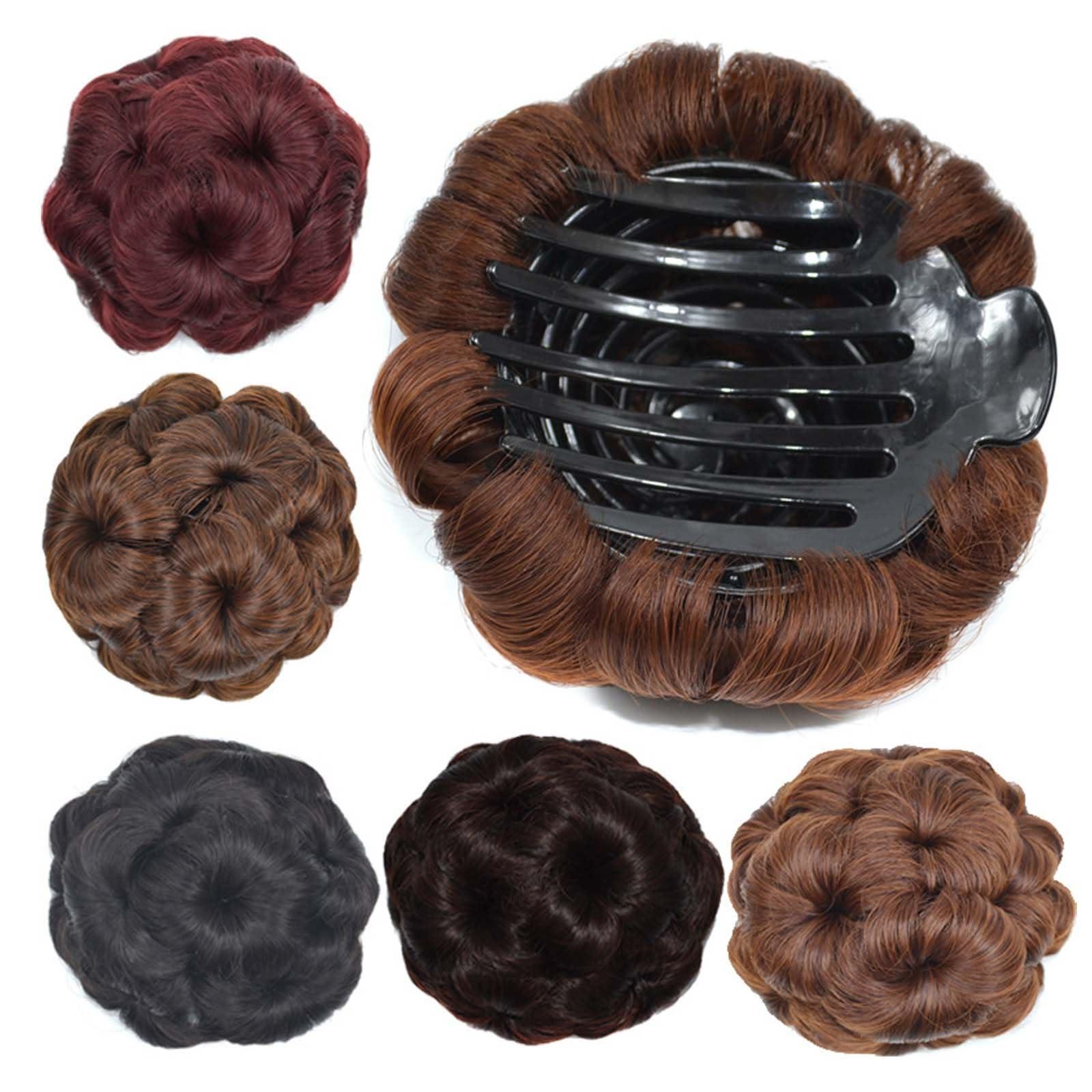 WUODHTW WUODHTW 2PcsClaw Clip Messy Bun Hair Piece Hair Buns Ash Blonde Curly Wavy Hairpieces Wedding Party Headwear Women\'s wig