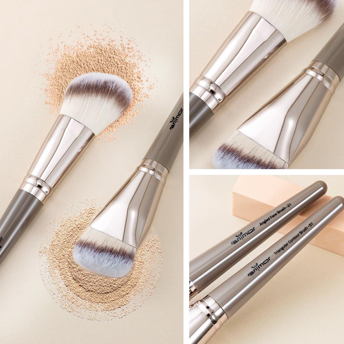 anmor Anmor Contour Brush Set, Premium Contour Blush Bronzer Face Makeup Brush, Perfect For Cheek Jaw Nose Blending Contouring Polishing, Suitable For Powder Liquid Cream(Angled and Triangular Contour Brush