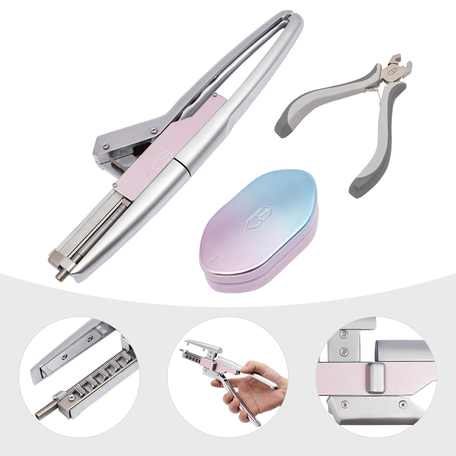 Mgorgeous 6D Hair Extensions Machine Kit, 2nd Generation Combline Hair Extension Kit 30 Min Fast Professional Hair Extension Equipment for Home Use and Barber Salon