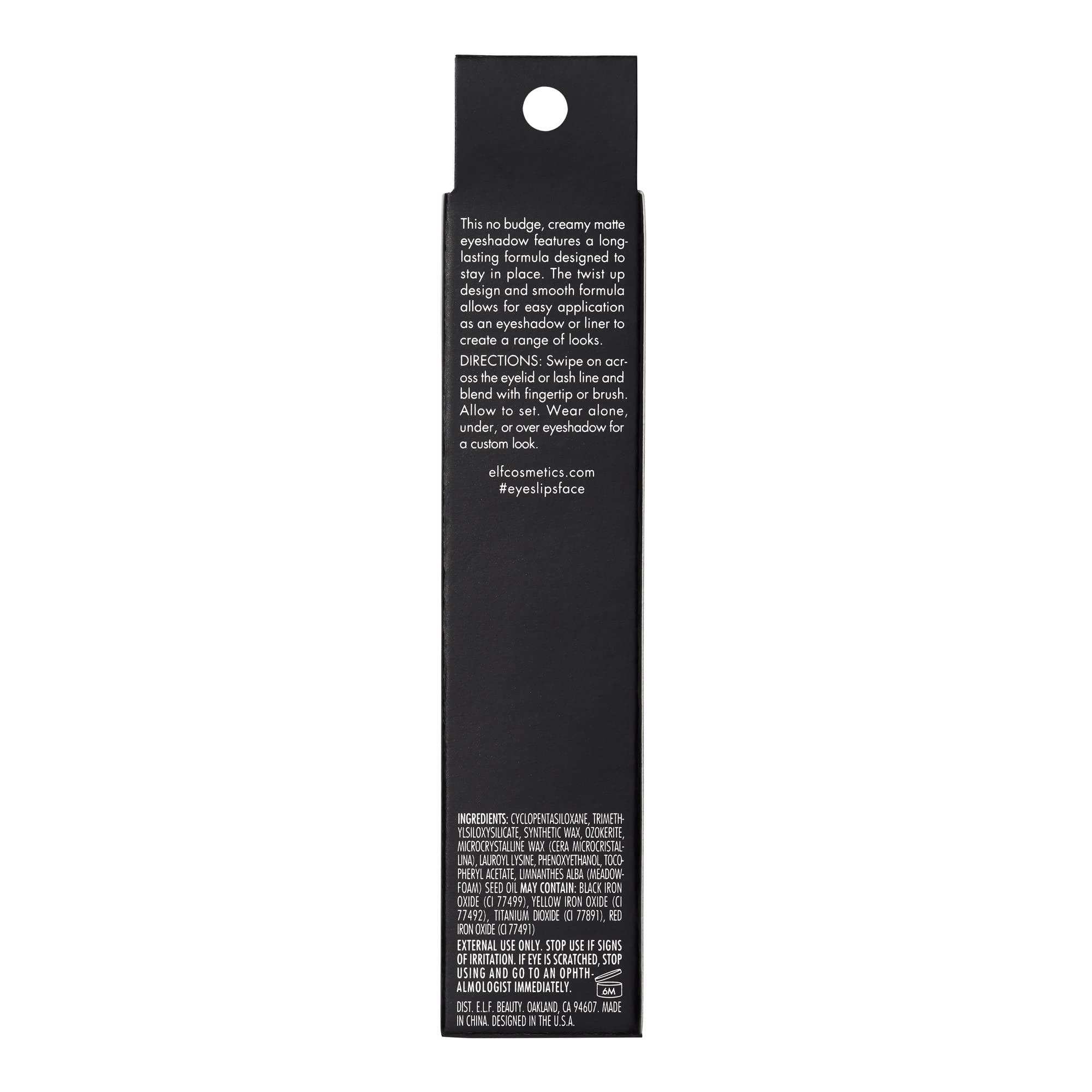 e.l.f. e.l.f. No Budge Matte Shadow Stick, One-Swipe Cream Eyeshadow Stick, Long-Wear & Crease Resistant, Matte Finish, Vintage Sude