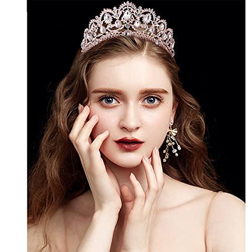 Exacoo Rhinestone Crystal Bridal Crowns Tiaras Prom Queen Crown Pageant Crowns Princess Crown for Women, Rose Gold (Rose Gold with Comb)