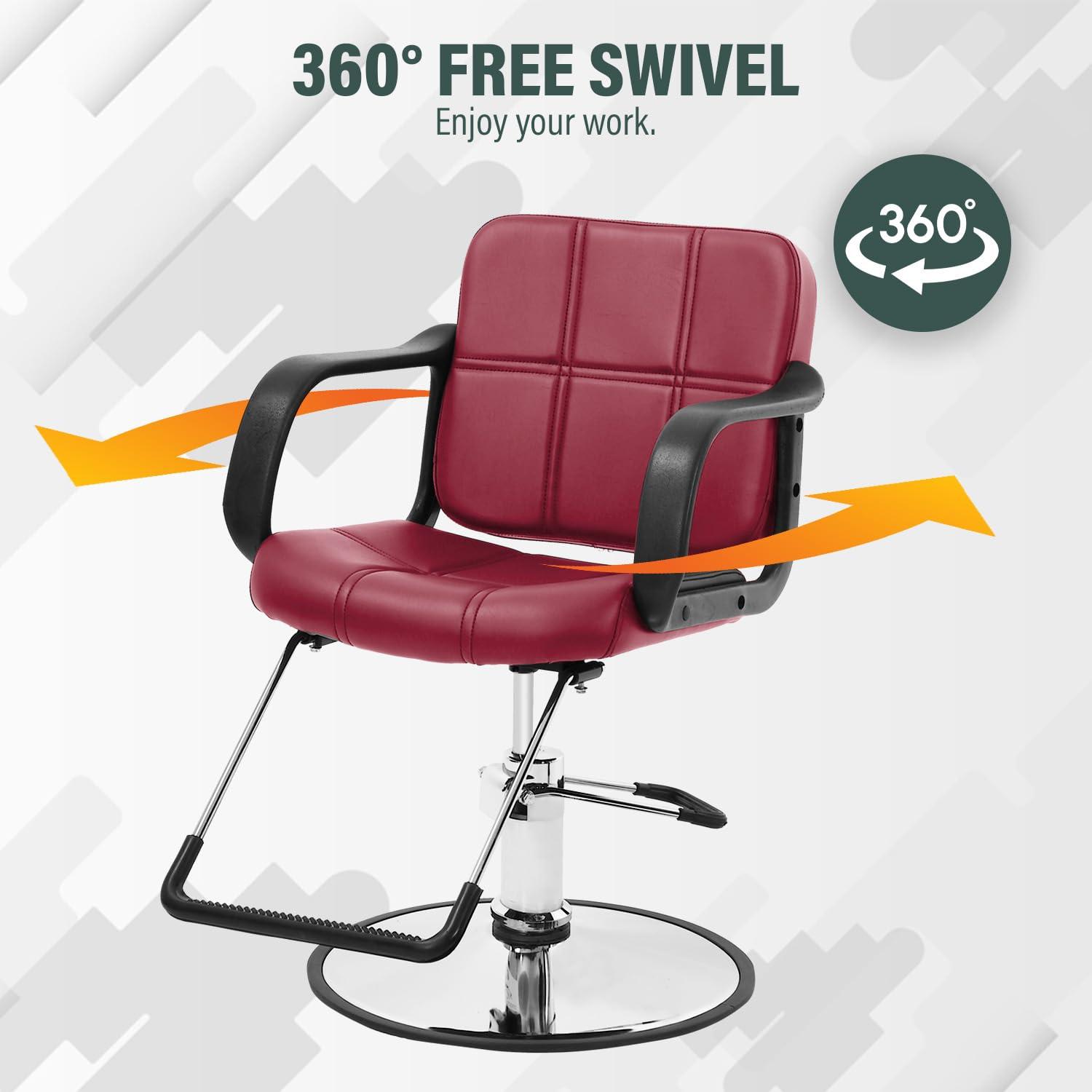 Ruesleag Salon Chair Barber Chair Hair Styling Chair Heavy Duty Hydraulic Swivel Hair Modern Fashion Shampoo Styling Hair Cutting Chairs Spa Beauty Salon Equipment Chairs for Men Women Adults,Burgundy