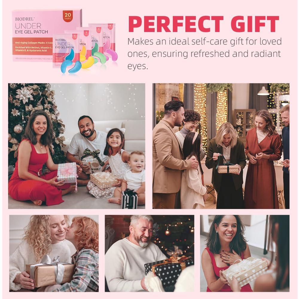 BIODREL BIODREL- Under Eye Patches (20 Pairs) for Dark Circles, Puffy Eyes, Wrinkles, Eye Bags Treatment - Collagen Mask for Men & Women with Retinol, Vitamin C - Cooling Eye Gel Pads - Puffiness Care Masks