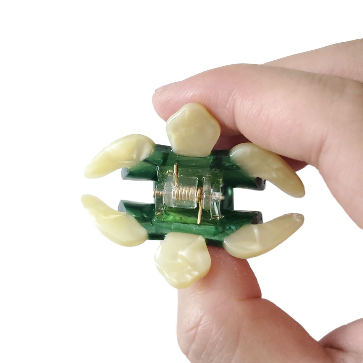OMG Decor Mini Green Turtle Claw Clip,Acetate Hair Clip,Small Hair Clips for Women