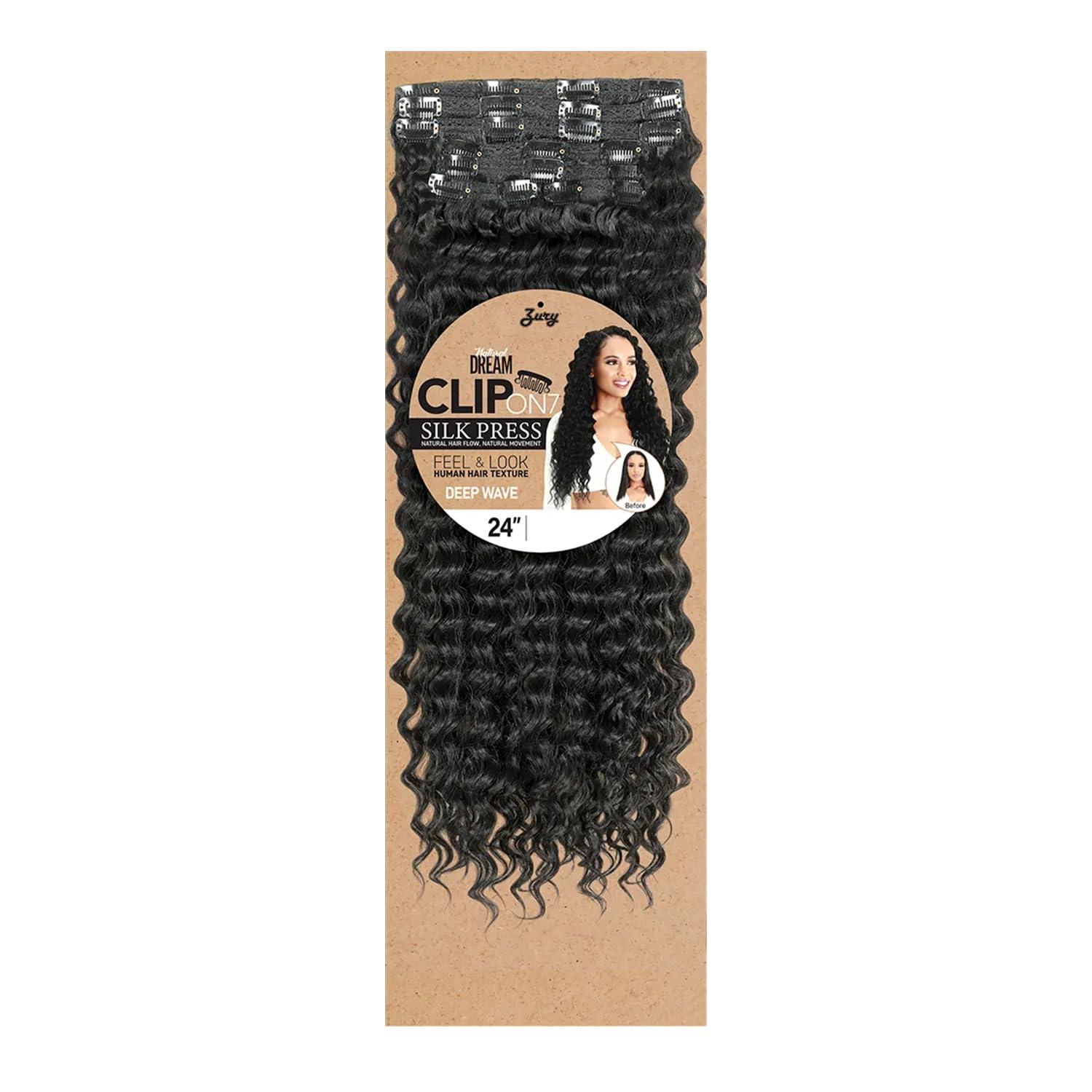 Zury Royal Zury Weave Natural Dream Silk Press Clip On 7Pcs Deep Wave 24\" (OREO CARAMEL(27/30/613))