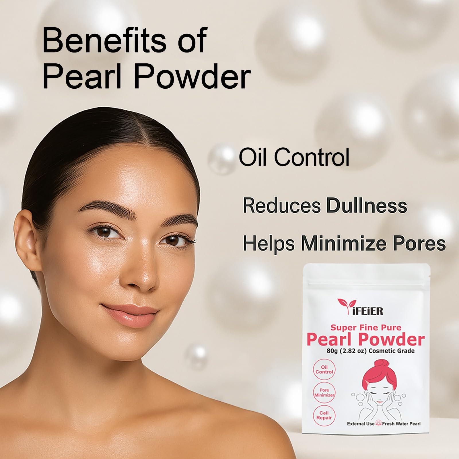 iFEiER iFEiER Pure Freshwater Pearl Powder for Skincare and Homemade Cosmetics Grade. 80g(2.82oz) SuperFine Pearl Powder for DIY lotions | creams | serums | making face mask, Natural and Oranic