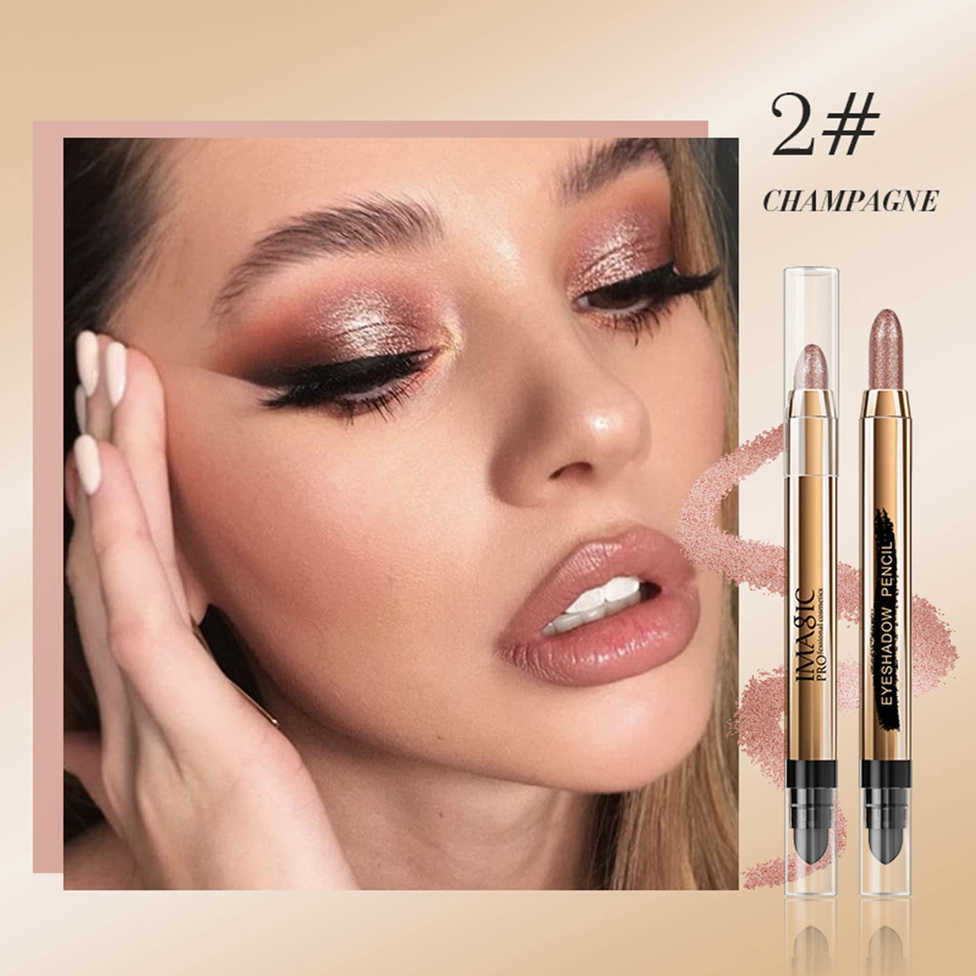 Wismee Wismee Eyeshadow Stick, Dual-end Matte And Shimmer Cream Eyeshadow Stick, Pearl White Champange Brightener Stick Highlighter Makeup Pencil Christmas Birthday Gift for Women (CHAMPAGNE)