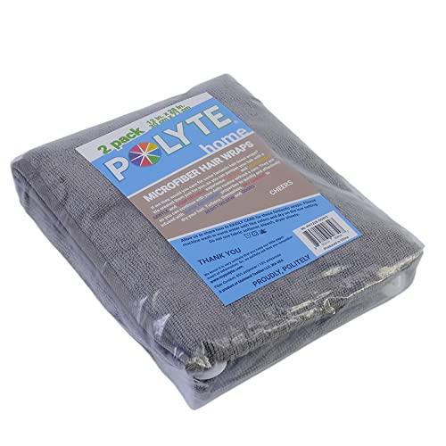 POLYTE POLYTE Microfiber Hair Turban Wrap Drying Towel (12x28 Large, 2 Dark Gray)