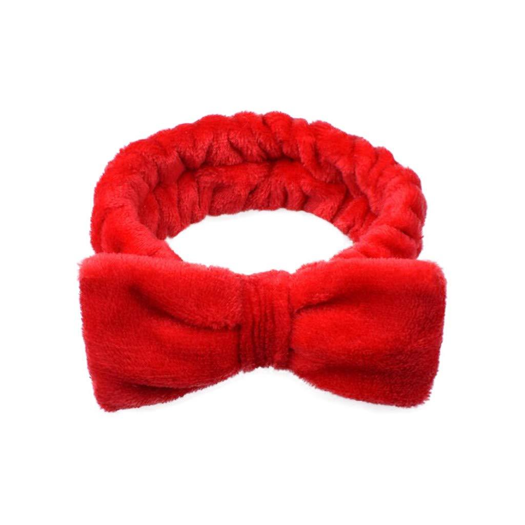 Generic Spa Headband Face Wash Headband Bow Headband Makeup Headband Hair Bands for Women (Red, One Size)