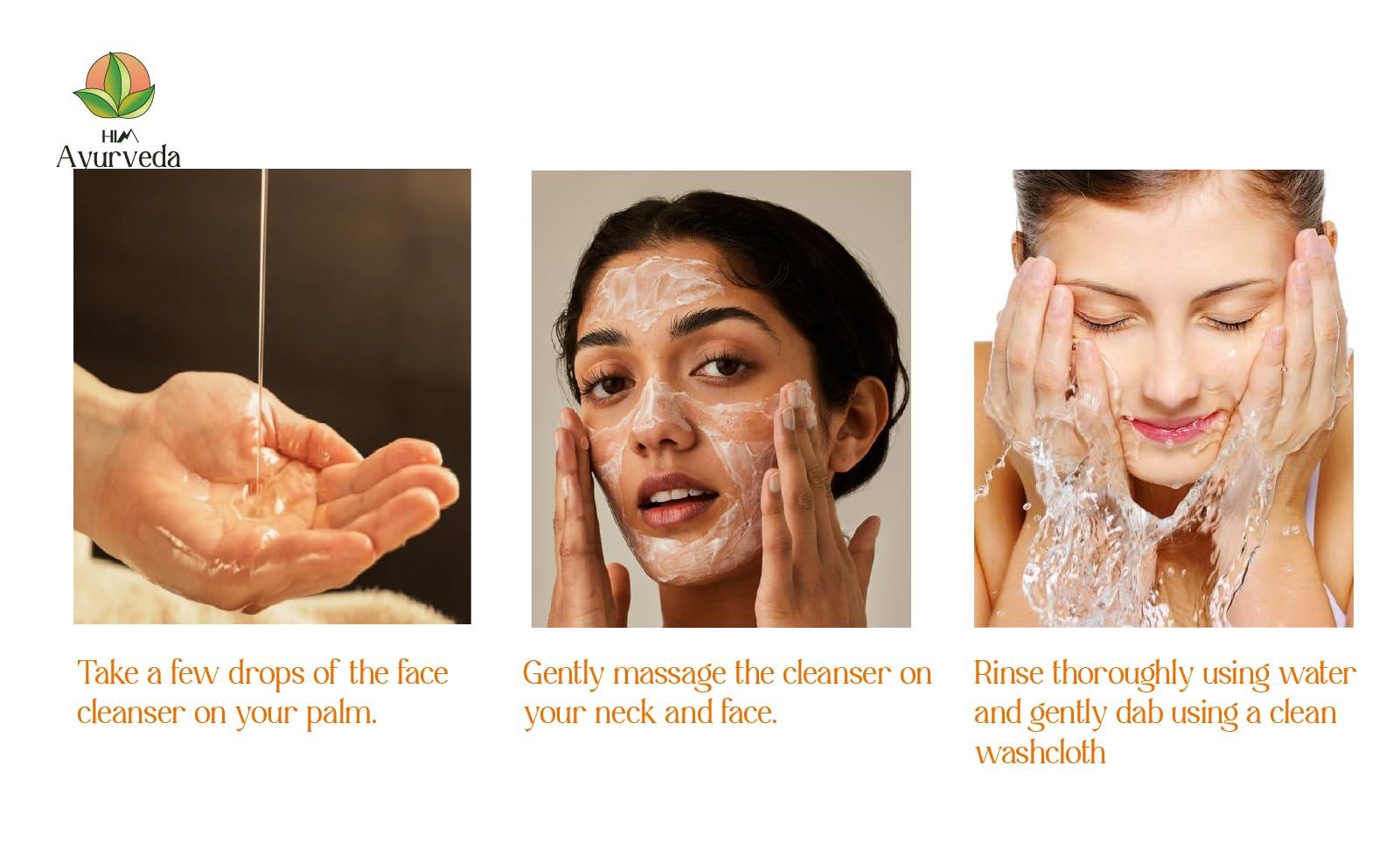 HIM AYURVEDA HIM AYURVEDA VITAMIN C FACE WASH ERICHED WITH LEMON, HONEY,PAPAYA,TURMERIC, ALOE VERA AND KASHMIRI SAFFRON - NO PARABENS, SULPHATE, SILICONES, 200ML