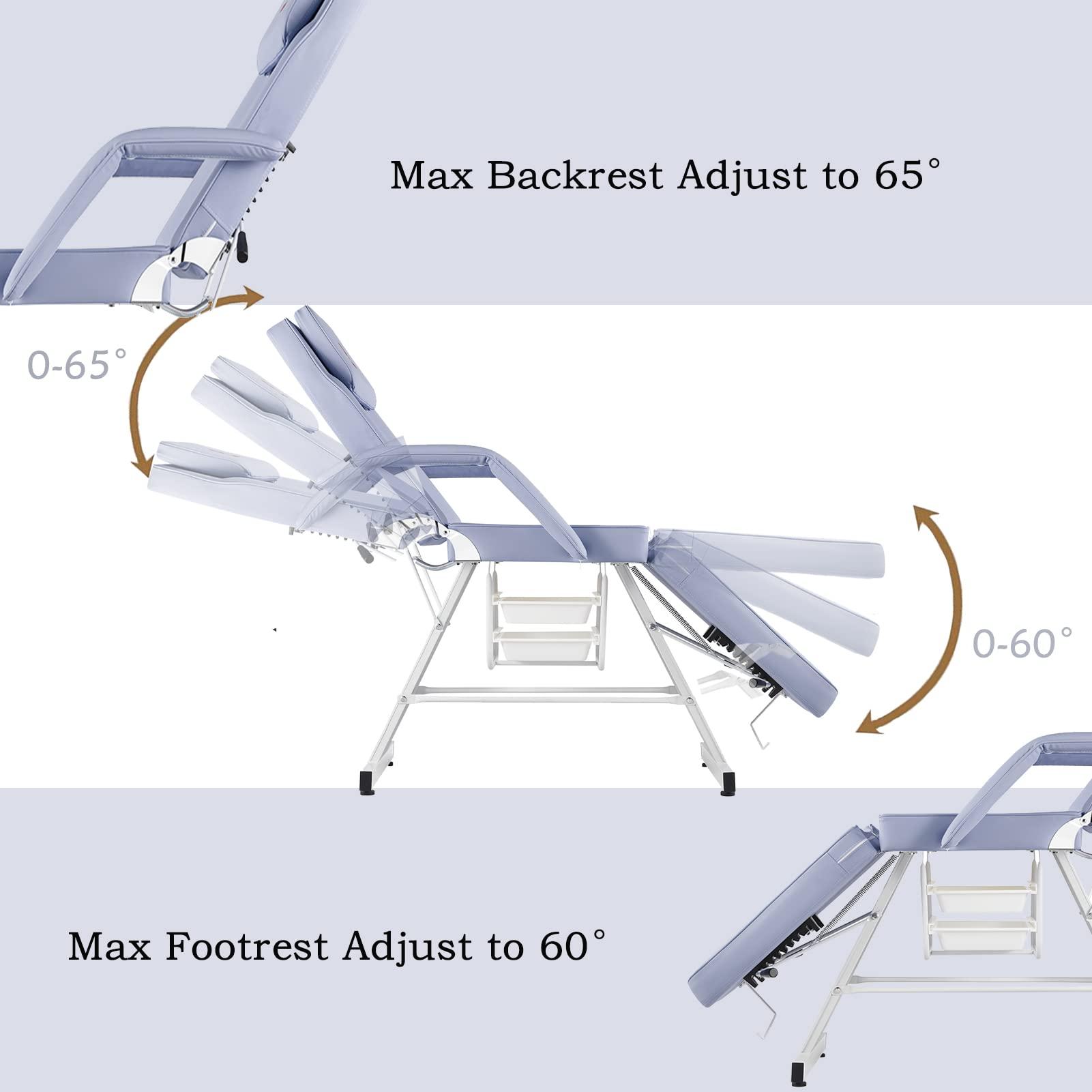 LUXMARS LUXMARS Facial Chair Massage Table 73in 3-Section Multipurpose Massage Bed Professional Tattoo Table Salon Spa Equipment for Facial Spa Beauty Spa Salon Equipment-Purple