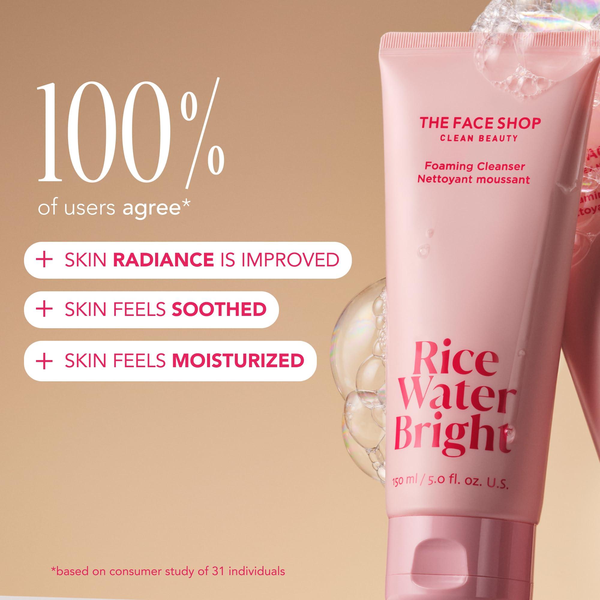 The Face Shop The Face Shop Rice Water Bright Travel Kit, Korean Skin Care Set with Ceramide, Gift Set - Gentle Face Wash & Vegan Skin Care (Serum, Cream, Eye Cream), Hydrating for Dry Skin, Daily Face Moisturizer