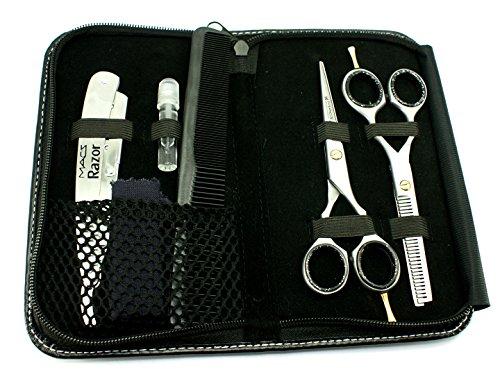 Macs Razor Products Macs Professional Barber Scissor Razors Edge Hair Cutting Scissors 5.5" Set Contain 5 Pcs Made Of High Grade Japanese Stainles Steel Comes With Black Leather Case-15039