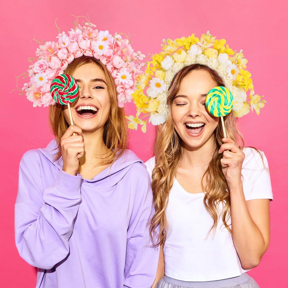 Ztexkee Ztexkee Boho Artificial Flower Headband Wedding Headpiece Fake Peony Rose Hairbands Hair Hoop Hair Bands for Women