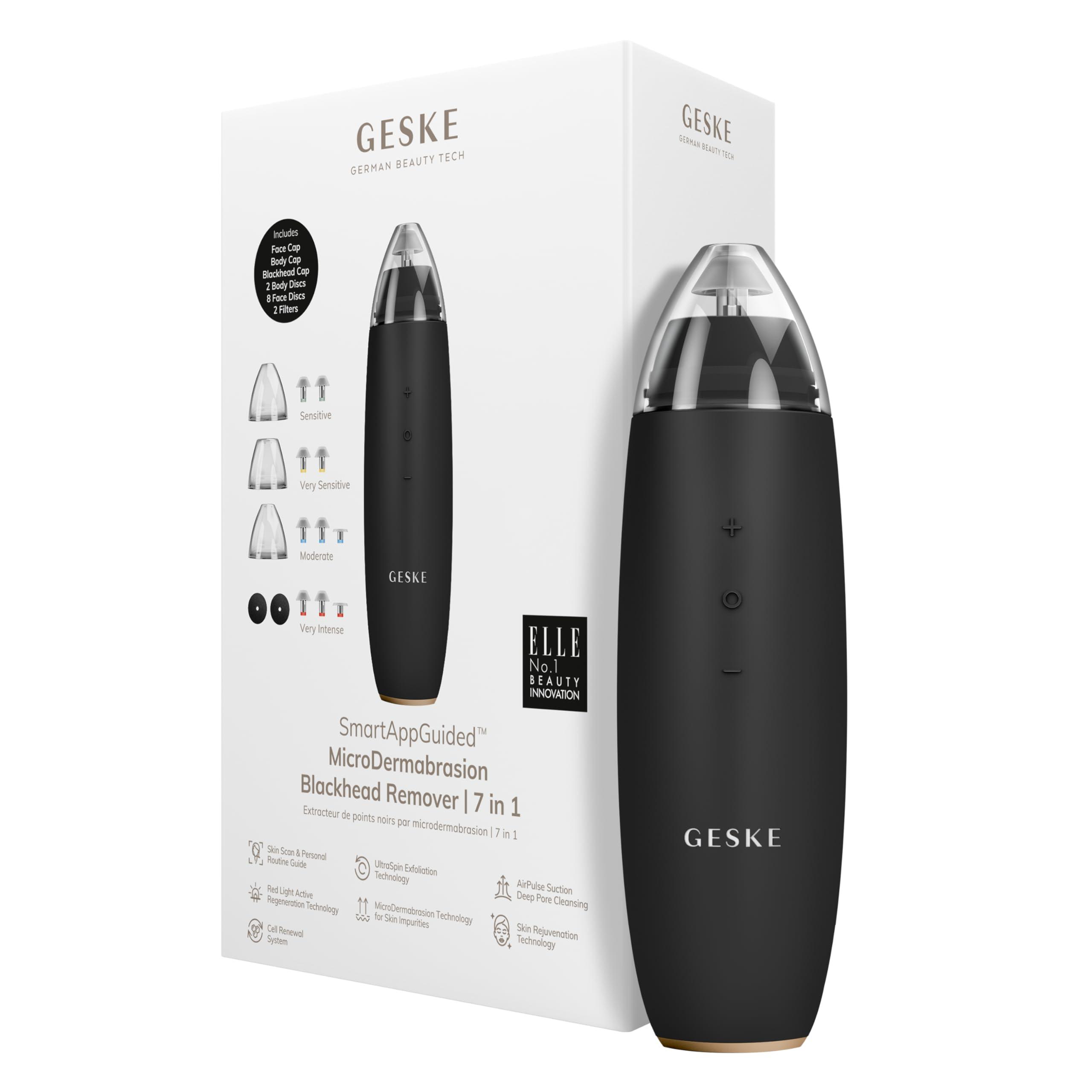 GESKE GESKE SmartAppGuided MicroDermabrasion Blackhead Remover | 7 in 1 | Blackhead Remover | Electric Pore Cleaner | Innovative Vacuum Cup | Beauty Tool | Skin Cleansing Device | Skincare Device