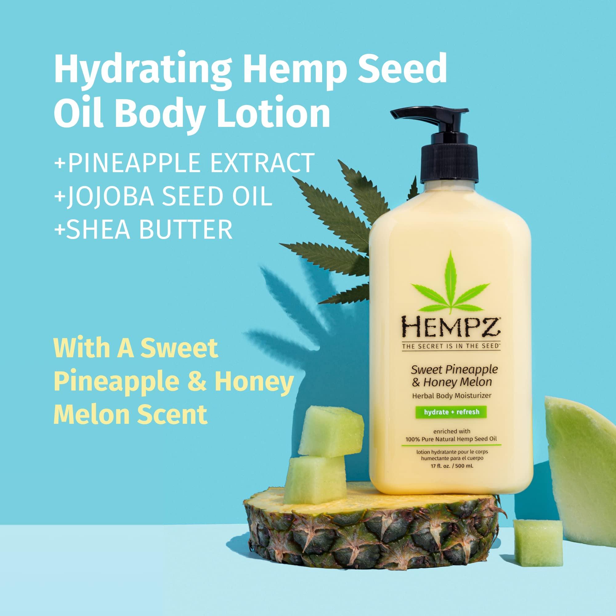 Hempz Hempz Body Lotion - Sweet Pineapple and Honey Melon - Daily Moisturizing Cream - 17oz & Body Lotion - Triple Moisture - Grapefruit and Sparkling Peach - Daily Moisturizing Cream - 17oz