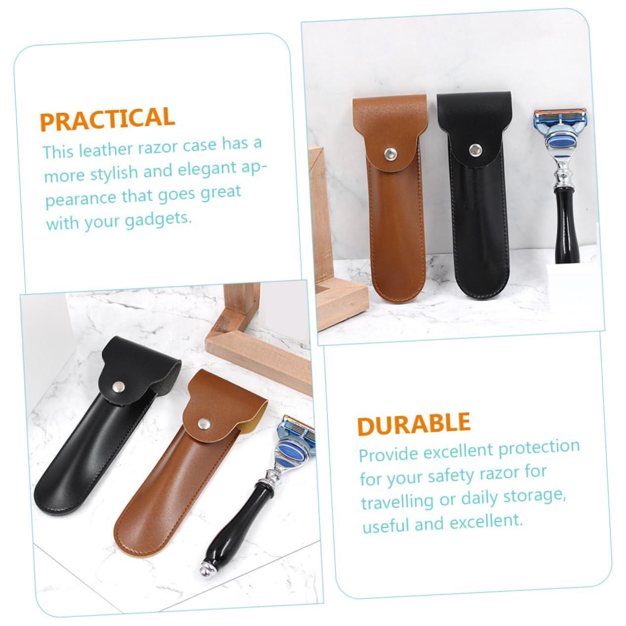 Beavorty Beavorty Leather Razor Case Dads Birthday Safety Razor Travel Cover Compact Elegant