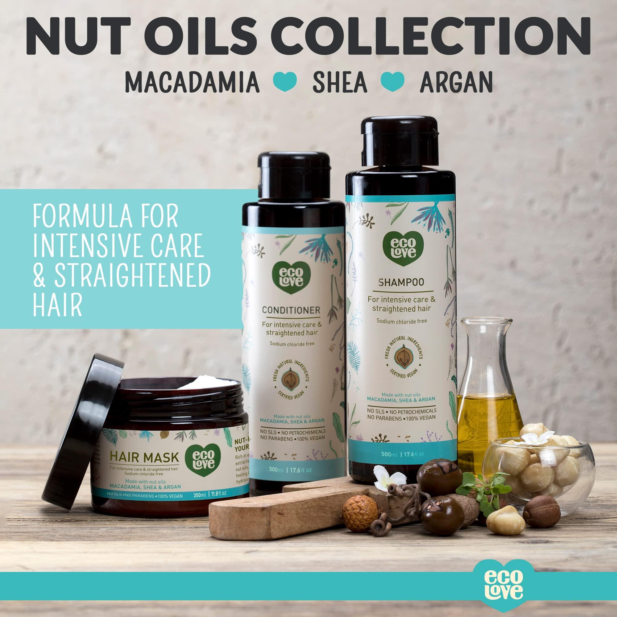 ecoLove ecoLove Natural Conditioning for Chemically Straightened Hair and Dry Damaged Hair No SLS or Parabens - With Natural Moroccan Oil Extract - Vegan and Cruelty-Free Hair Treatment, 17.6 oz