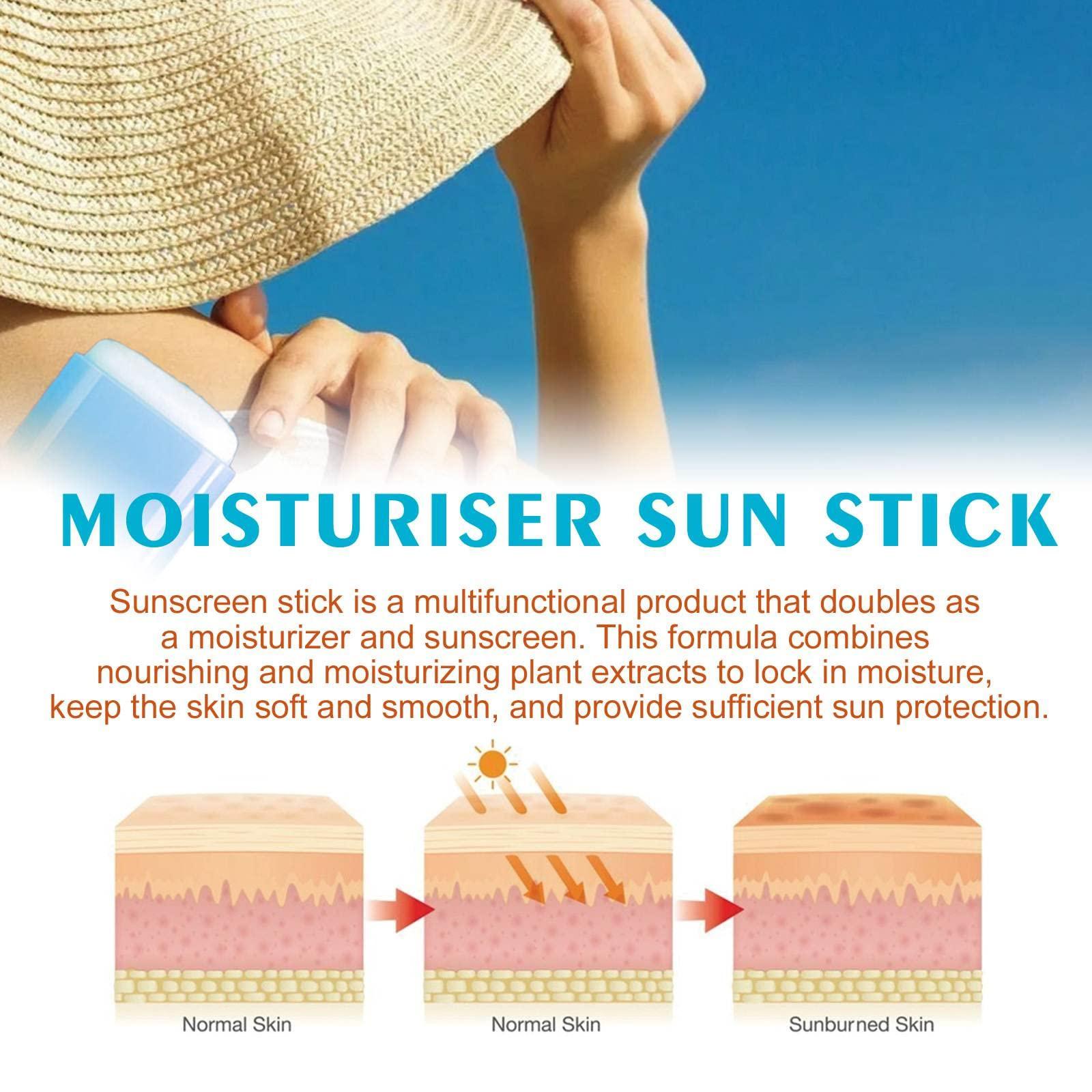 Sheghy Sheghy Moisturizer Sunscreen Stick SPF50+,Korean Skin Care Sun Stick,Long Lasting Moisturizing Protector Solar with Strong Sun Protection,Lightweight Sweatproof Sunblock Stick for Face and Body (1pc)