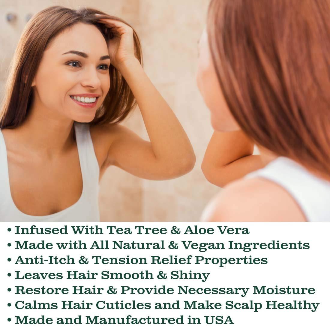 Olivia Care Olivia Care Tea-Tree & Aloe Hair Scalp Serum Natural & Vegan Ingredients - Moisturize &, Anti-Itch Hair & Scalp Treatment - Stimulate Growth & Repair Hair Damage - 4 FL OZ