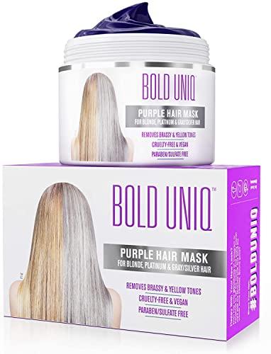 BOLD UNIQ Purple Hair Mask For Blonde, Platinum, Bleached, Silver, Gray, Ash & Brassy Hair, BoldPlex 6 Hair Serum & BoldPlex 4 Shampoo Bundle - Remove Yellow Tones and Condition Dry, Damaged Hair - Cruelty Free