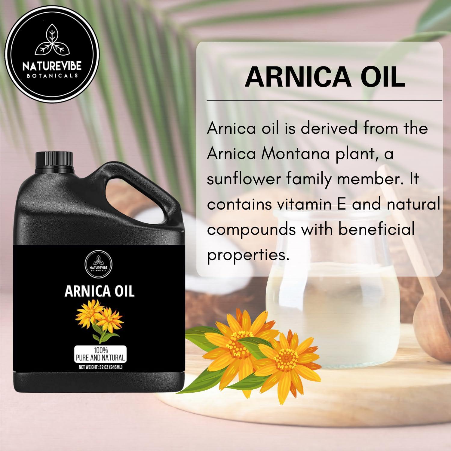Naturevibe Botanicals Naturevibe Botanicals Arnica Oil 32 Ounces | 100% Pure and Natural | Great for Skin Care and Hair Care