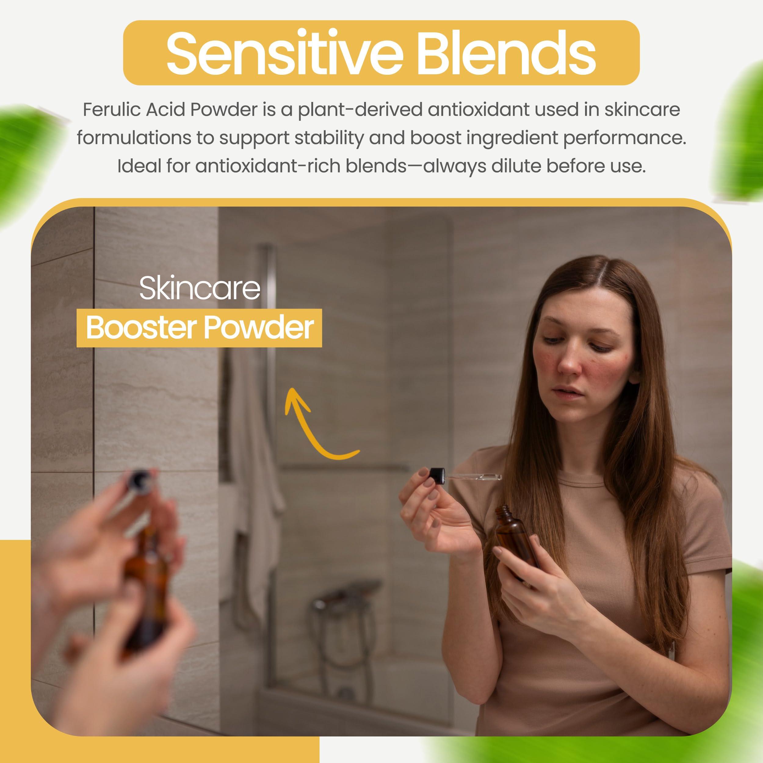 Talsen Chemicals Ferulic Acid Powder Pure 99% Pure Cosmetic Grade Powder Pure Natural Antioxidant, Anti-Aging, DIY Skincare (2 Oz / 56 Grams)