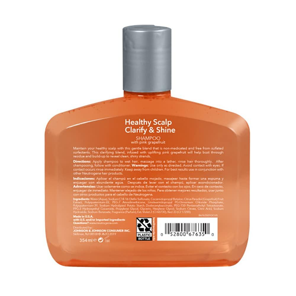Neutrogena Neutrogena Exfoliating Healthy Scalp Clarify & Shine Shampoo & Conditioner for Oily Hair and Scalp, with Pink Grapefruit, pH-Balanced, Paraben & Phthalate-Free, Color-Safe, 12 Fl Oz