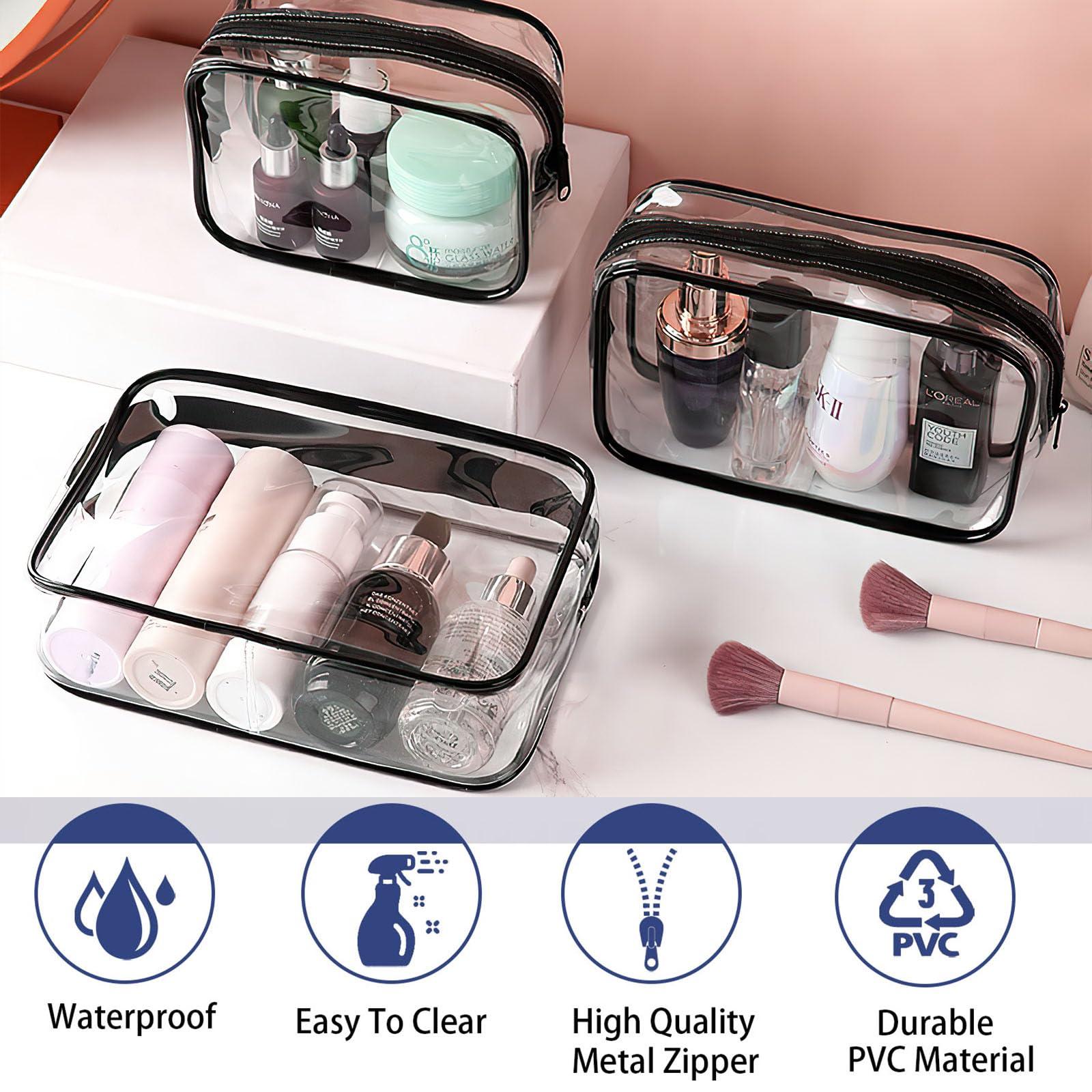 YOQIVEXU YOQIVEXU 6 Pieces Clear Cosmetics Bag Bulk, TSA Approved Toiletry Bag for Travel, PVC Zippered Clear Pouch Cosmetic Makeup Bag Waterproof Vinyl Plastic Organizer Case for Vacation Bathroom (Large)