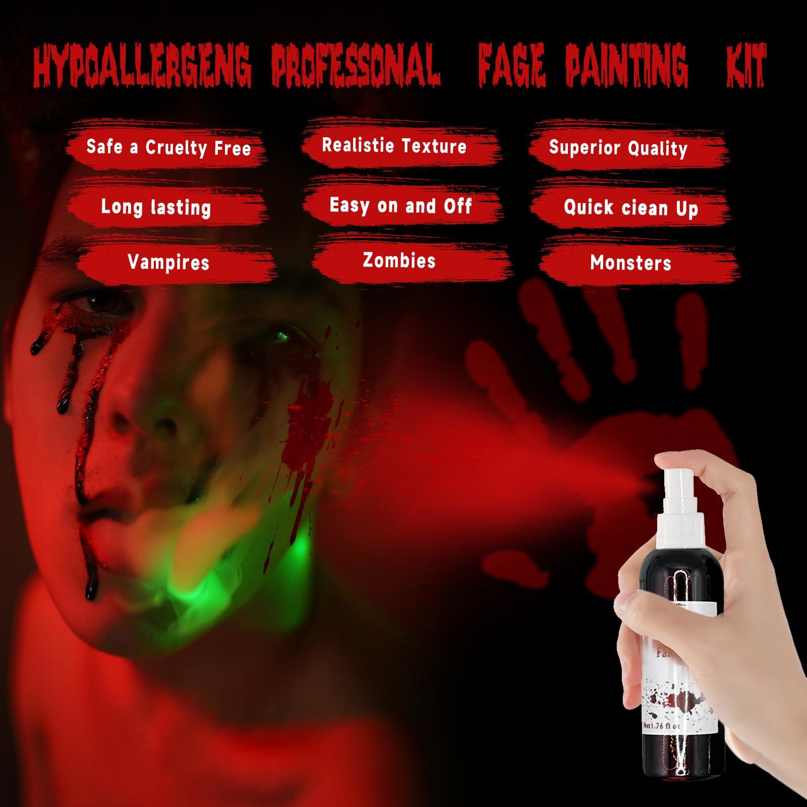 OLO guai OLO guai,NEW-Halloween high-quality zombie prank costume, makeup props, fake blood2PCS fake bloodbright and dark and blood ointment suit gift of makeup sponge and nozzle