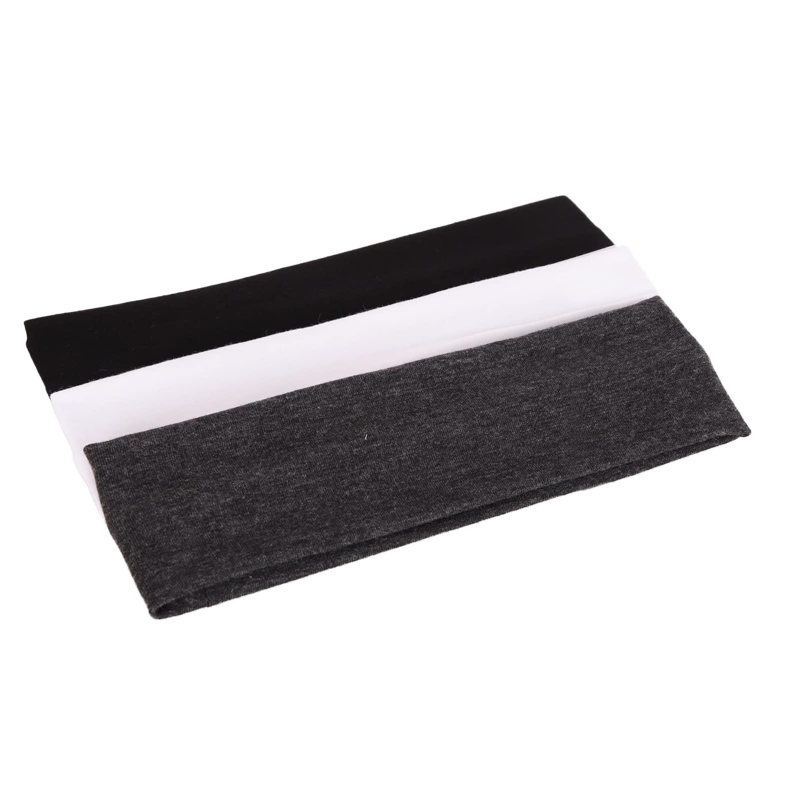 MapofBeauty MapofBeauty 3 Pack Yoga Headbands Stretchy Cotton Head Band Hairwarp Sports Running Exercise Gym (Black/White/Dark Grey)
