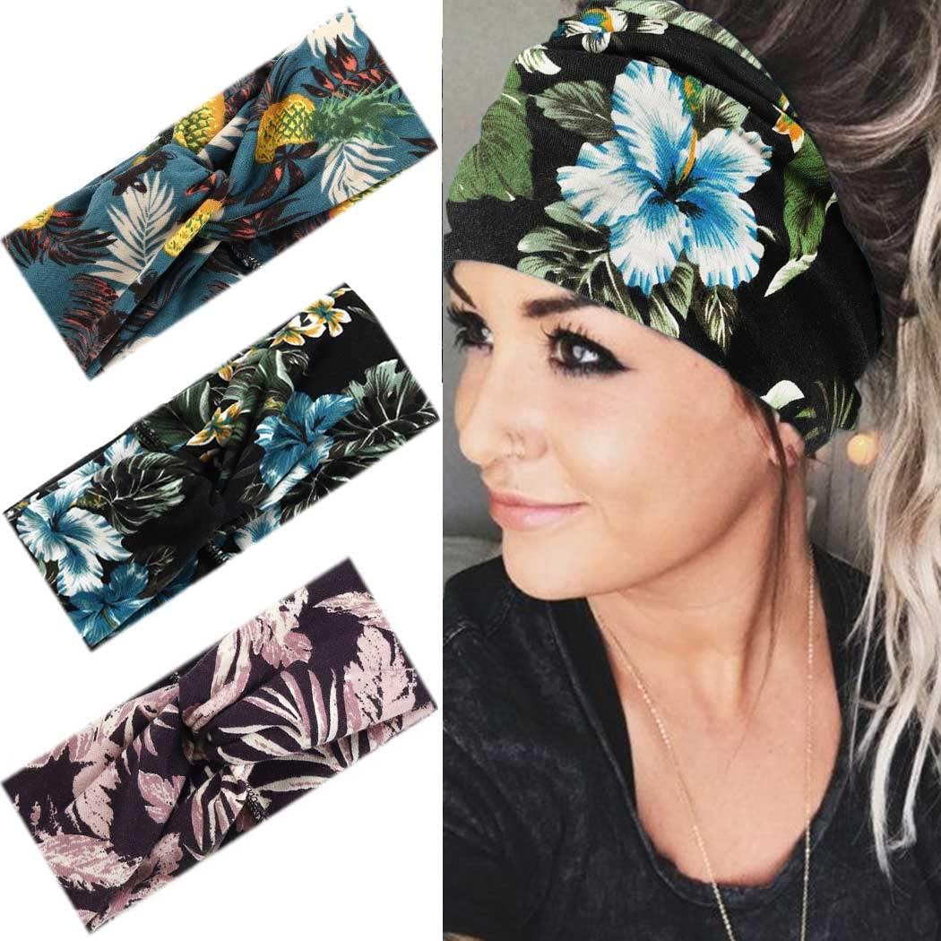 Catery Catery Boho Headbands Criss Cross Headband Headpiece Bohemia Floal Twist Head Wrap Hair Band Vintage Stylish Elastic Turban Fabric Hairbands Fashion Hair Accessories for Women(Pack of 3) (Fashion)