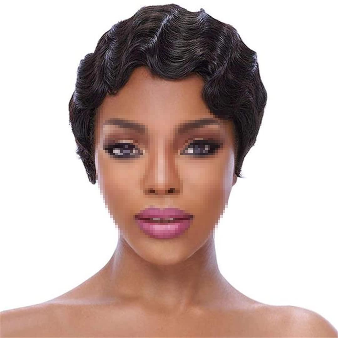 Sweejim Flapper Hairstyles For Women Finger Wave Wigs Retro Style Short Remy Human Hair Brazilian Wig #30