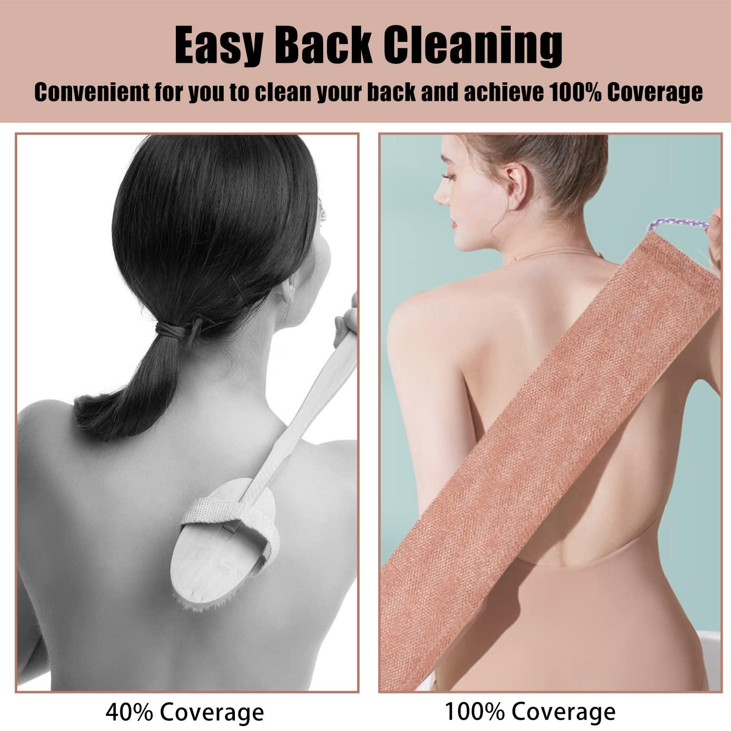 Yrarbil Yrarbil 3 Pieces African Net Sponge, African Exfoliating Bathing Back Scrubbers with Handles, Shower Net Body Scrubber Skin Smoother (Blue Purple Coffee)