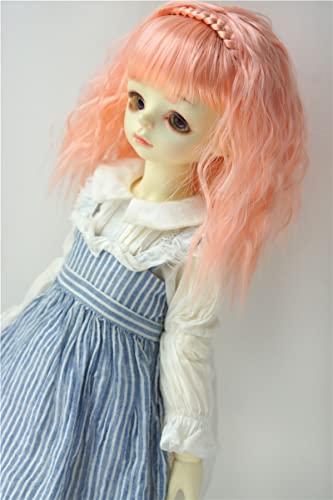 Jusuns Jusuns wigs JD633 9-10inch 10-11inch Princess Curl with Lovely braiding band Synthetic mohair BJD wig Blythes accessories (Apricot Pink, 8-9inch)